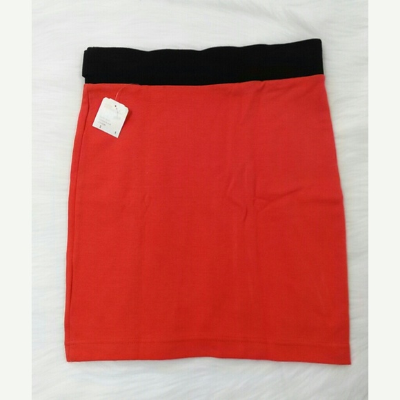 Forever 21 Orange Red Military Style Pencil Skirt - Picture 3 of 5